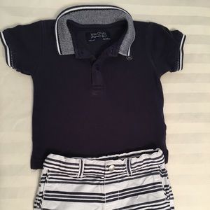 Mayoral blue polo and shorts 6m